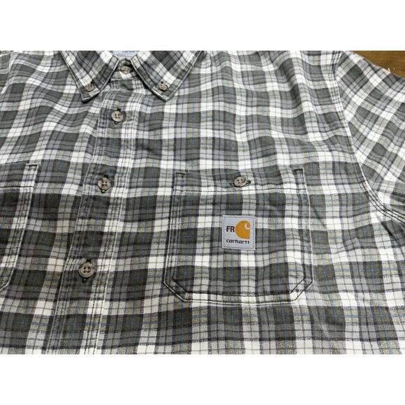 Carhartt Shirt Men’s Size XL Gray FR Flame Resistant Plaid Button Up - Picture 2 of 9